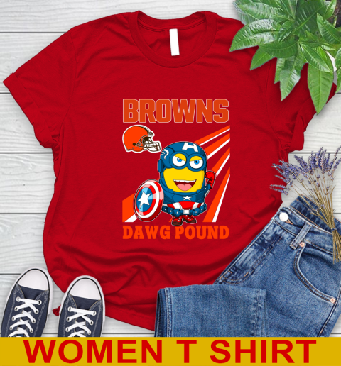 NFL Football Cleveland Browns Captain America Marvel Avengers Minion Shirt Women's T-Shirt 11