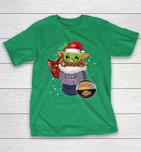 Los Angeles Lakers Christmas Baby Yoda Star Wars Funny Happy NBA T-Shirt