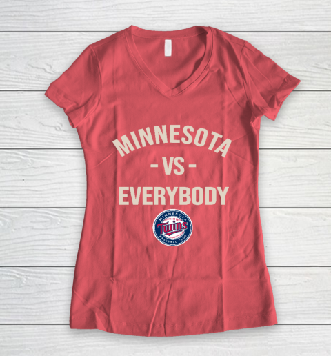 Minnesota Twins Vs Everybody Women's V-Neck T-Shirt 4
