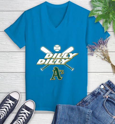 MLB Oakland Athletics Dilly Dilly Baseball Sports Women's V-Neck T-Shirt 7