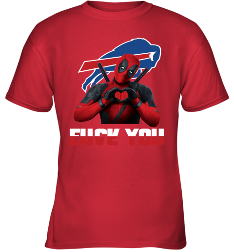 NFL Buffalo Bills Deadpool Love You Fuck You Football Sports 6JXxpYpwK0l youth t shirt 26 95 151514 front red