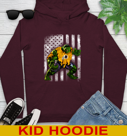 Washington Redskins Hulk Marvel Avengers NFL Football American Flag Youth Hoodie 7