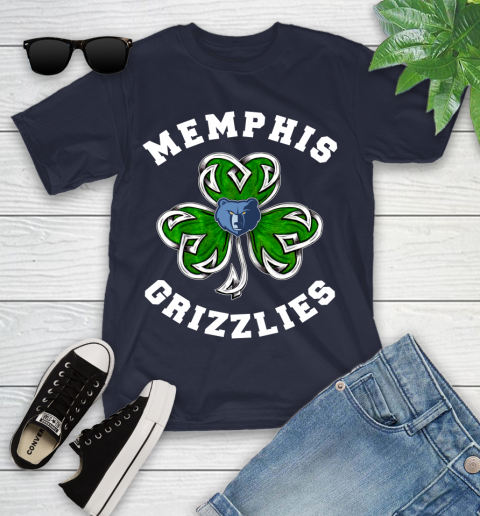 NBA Memphis Grizzlies Three Leaf Clover St Patrick's Day Basketball Sports Youth T-Shirt 2