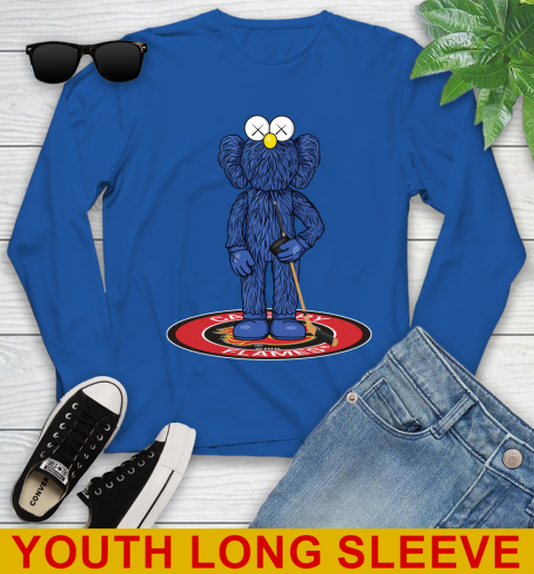 NHL Hockey Calgary Flames Kaws Bff Blue Figure Shirt Youth Long Sleeve 11 NHL Hockey Calgary Flames Kaws Bff Blue Figure Shirt Youth Long Sleeve - Image 11