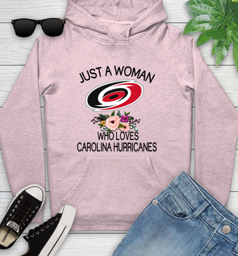 NHL Just A Woman Who Loves Carolina Hurricanes Hockey Sports Youth Hoodie 6