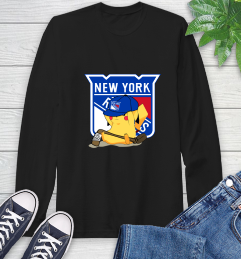 NHL Pikachu Hockey Sports New York Rangers Long Sleeve T-Shirt 2