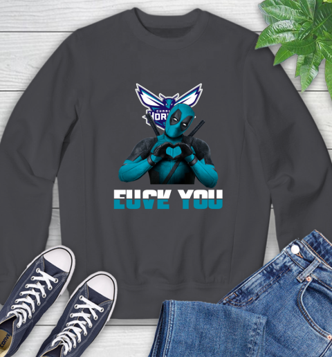NBA Charlotte Hornets Deadpool Love You Fuck You Basketball Sports Sweatshirt 6