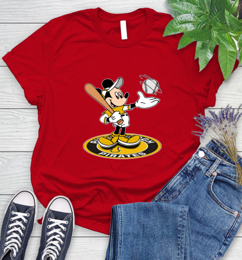 MLB Baseball Pittsburgh Pirates Cheerful Mickey Disney Shirt Women's T-Shirt 11
