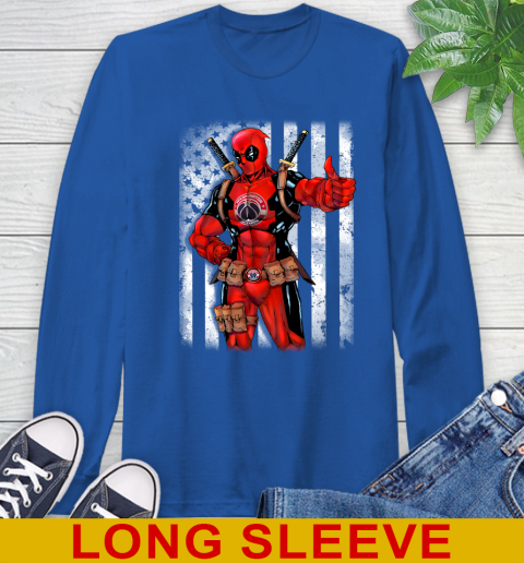 NBA Basketball Washington Wizards Deadpool American Flag Shirt Long Sleeve T-Shirt 11