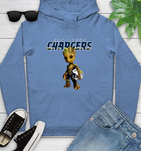 Los Angeles Chargers NFL Football Groot Marvel Guardians Of The Galaxy Youth Hoodie 12