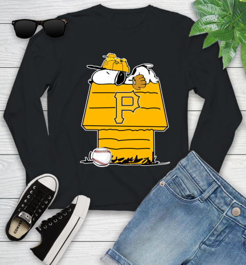 MLB Pittsburgh Pirates Snoopy Woodstock The Peanuts Movie Baseball T Shirt Youth Long Sleeve 2