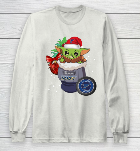 St.Louis Blues Christmas Baby Yoda Star Wars Funny Happy NHL Long Sleeve T-Shirt 12