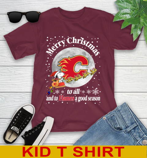 Calgary Flames Merry Christmas To All And To Flames A Good Season NHL Hockey Sports Youth T-Shirt 5