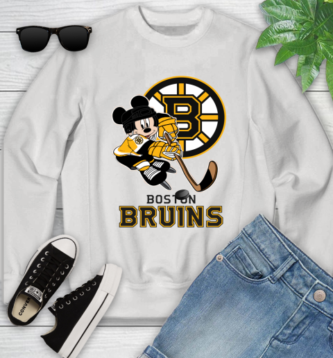 NHL Boston Bruins Mickey Mouse Disney Hockey T Shirt Youth Sweatshirt