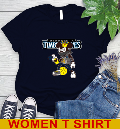 Minnesota Timberwolves NBA Basketball Mickey Peace Sign Sports Women's T-Shirt 3