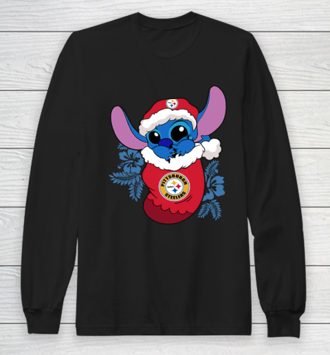 Pittsburgh Steelers Christmas Stitch In The Sock Funny Disney NFL Long Sleeve T-Shirt