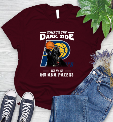 NBA Come To The Dark Side We Have Indiana Pacers Star Wars Darth Vader Basketball Women's T-Shirt 7