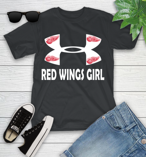 NHL Detroit Red Wings Girl Under Armour Hockey Sports Youth T-Shirt