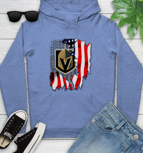 Vegas Golden Knights NHL Hockey American Flag Youth Hoodie 13