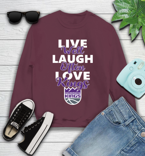 NBA Basketball Sacramento Kings Live Well Laugh Often Love Shirt Youth Sweatshirt 3