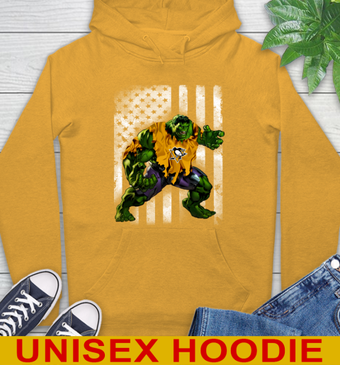 Pittsburgh Penguins Hulk Marvel Avengers NHL Hockey American Flag Hoodie 2