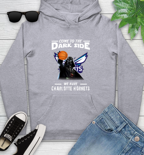 NBA Come To The Dark Side We Have Charlotte Hornets Star Wars Darth Vader Basketball Youth Hoodie 6