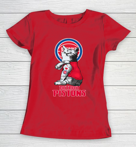 NBA Basketball My Cat Loves Detroit Pistons Women's T-Shirt 9