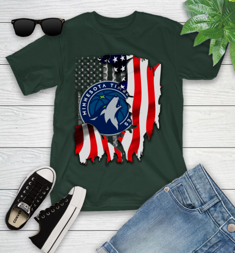 Minnesota Timberwolves NBA Basketball American Flag Youth T-Shirt 5