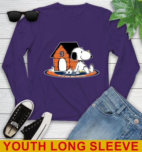 MLB Baseball Detroit Tigers Snoopy The Peanuts Movie Shirt Youth Long Sleeve 5