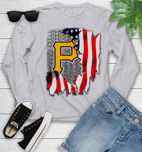 Pittsburgh Pirates MLB Baseball American Flag Youth Long Sleeve 5