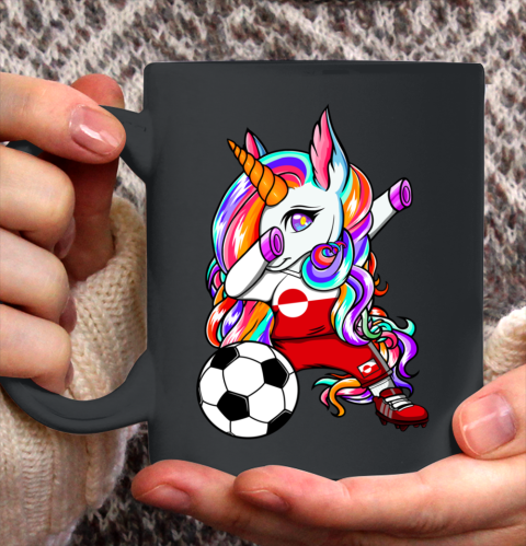 Dabbing Unicorn Greenland Soccer Fans Jersey Flag Football Ceramic Mug 11oz