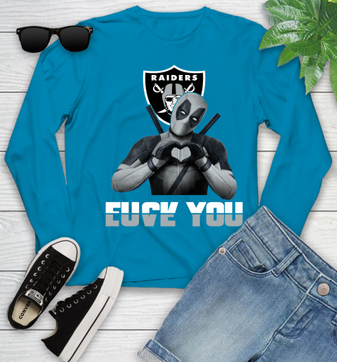 NHL Oakland Raiders Deadpool Love You Fuck You Football Sports Youth Long Sleeve 8