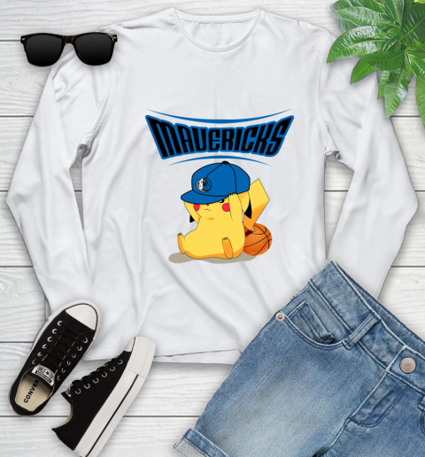 NBA Pikachu Basketball Sports Dallas Mavericks Youth Long Sleeve