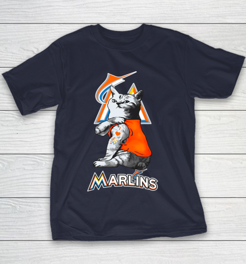 MLB Baseball My Cat Loves Miami Marlins Youth T-Shirt 2