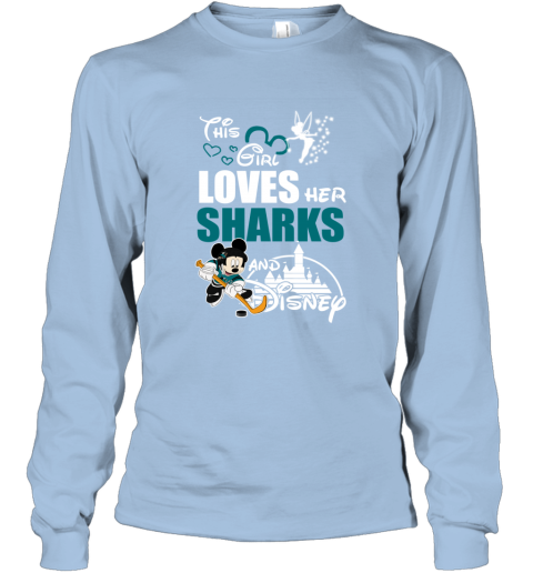 Girl Love Her SAN JOSE SHARKS And Mickey Disney ls9n girl love her san jose sharks and mickey disney long sleeve tee 14 front light blue