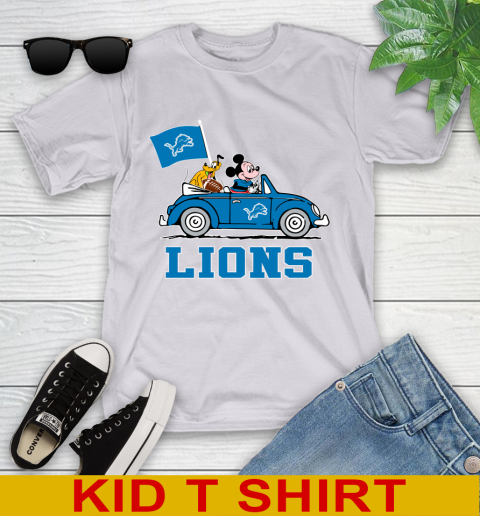 NFL Football Detroit Lions Pluto Mickey Driving Disney Shirt Youth T-Shirt 5