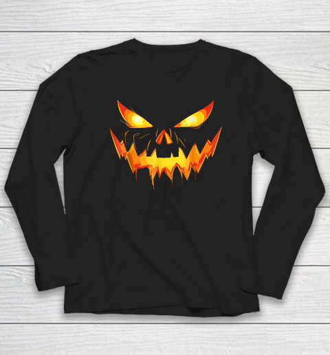 Halloween Costume Funny Jack O Lantern Face Pumpkin Scary Long Sleeve T-Shirt