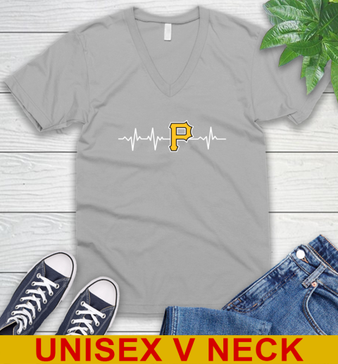 Pittsburgh Pirates MLB Baseball Heart Beat Shirt V-Neck T-Shirt 3