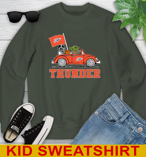 NBA Basketball Oklahoma City Thunder Darth Vader Baby Yoda Driving Star Wars Shirt Youth Sweatshirt 9