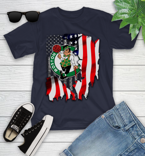 Boston Celtics NBA Basketball American Flag Youth T-Shirt 2
