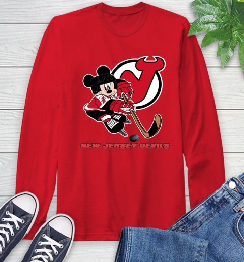 NHL New Jersey Devils Mickey Mouse Disney Hockey T Shirt Long Sleeve T-Shirt 10