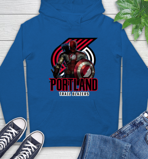 Portland Trail Blazers NBA Basketball Captain America Thor Spider Man Hawkeye Avengers Hoodie 9
