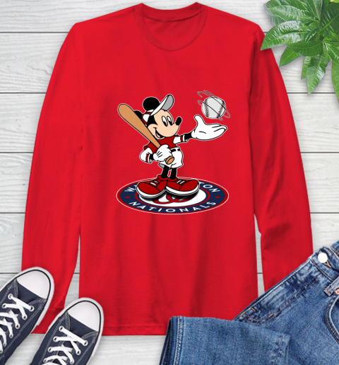 MLB Baseball Washington Nationals Cheerful Mickey Disney Shirt Long Sleeve T-Shirt 11