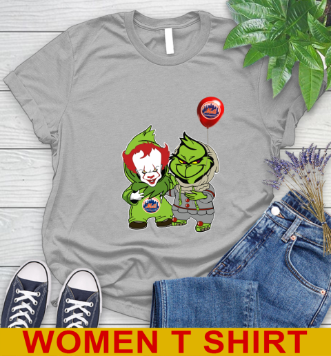 Baby Pennywise Grinch Christmas MLB Baseball New York Mets Women's T-Shirt 5