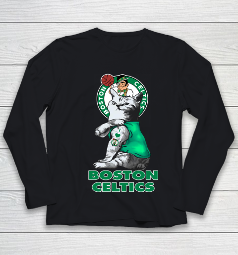 NBA Basketball My Cat Loves Boston Celtics Youth Long Sleeve