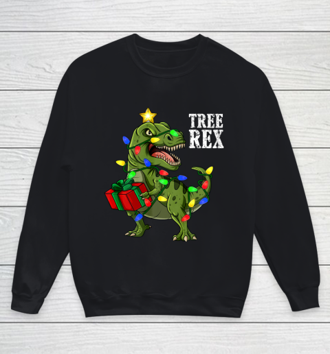 Christmas Dinosaur Tree Rex Boys Girls Kids Xmas Gift Youth Sweatshirt