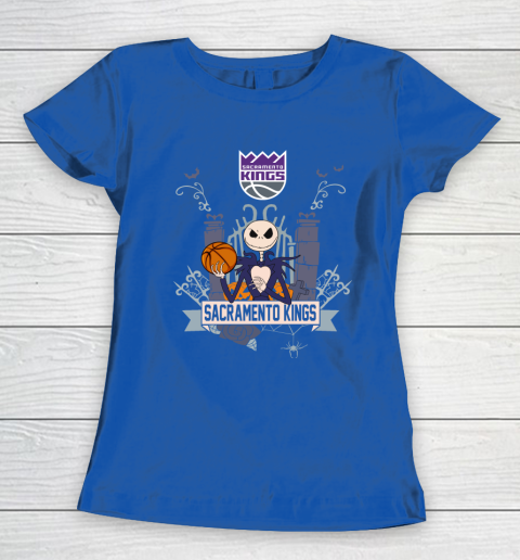 NBA Sacramento Kings Basketball Jack Skellington Halloween Women's T-Shirt 8
