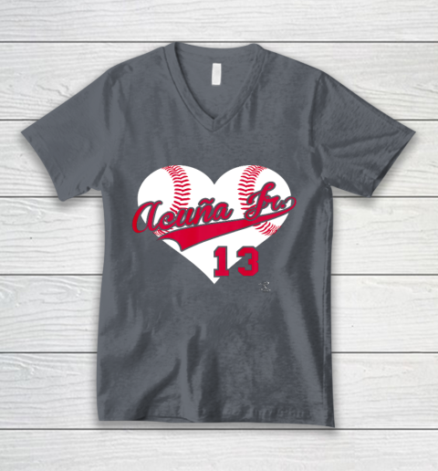 Ronald Acuna Jr Baseball Heart Gameday V-Neck T-Shirt 4