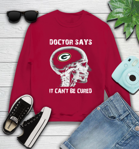 NFL Green Bay Packers Football Skull It Can't Be Cured Shirt Sweatshirt 8