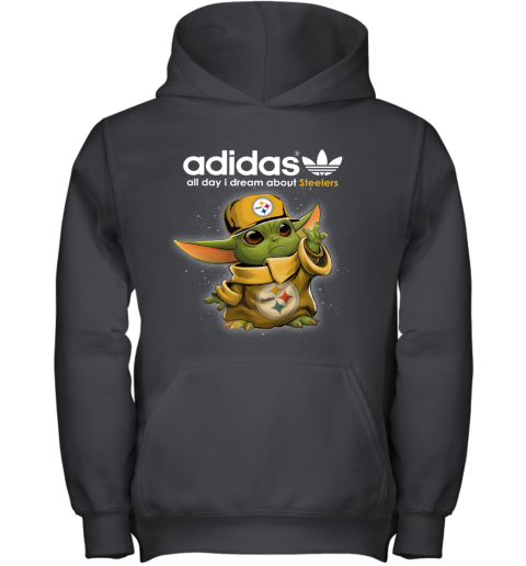 Baby Yoda Adidas All Day I Dream About Pittsburg Steelers Youth Hoodie